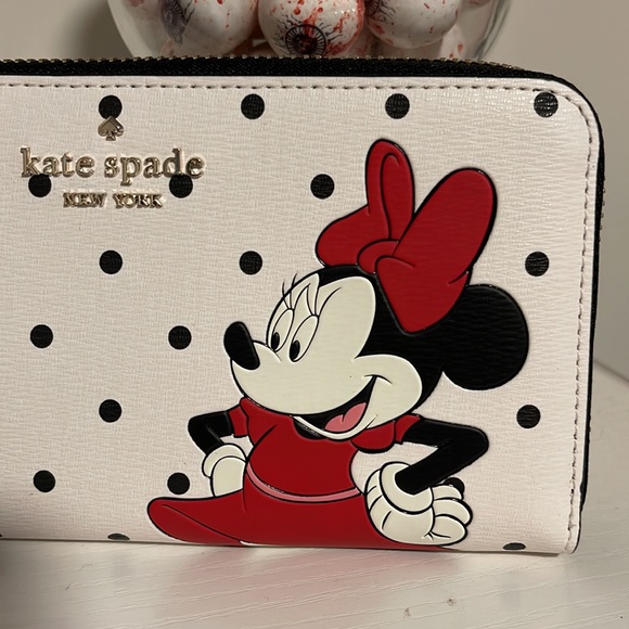 KATE SPADE DISNEY POLKA DOT LARGE CONTINENTAL WALLET Minnie Mouse - Picture 7 of 11